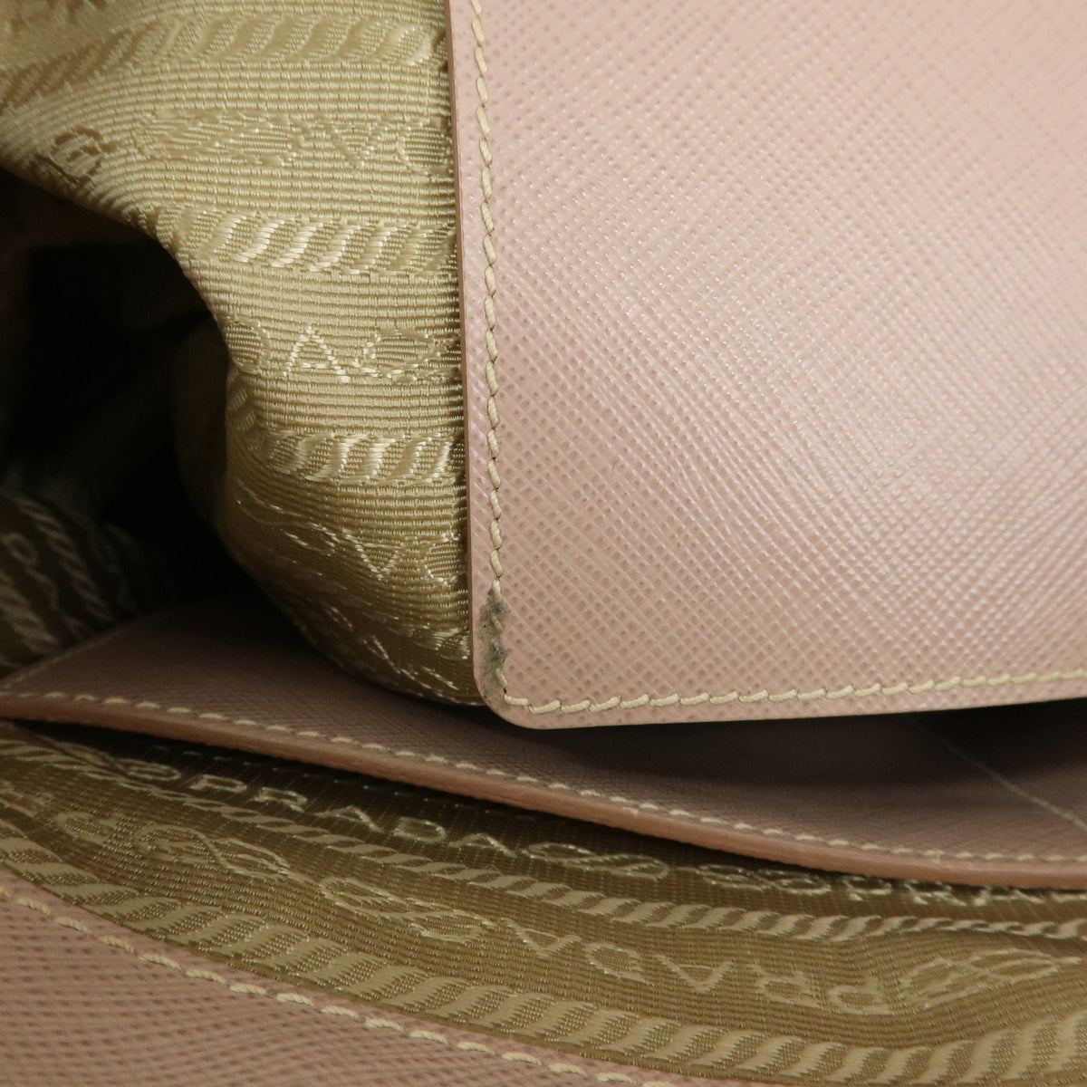Prada Galliera Saffiano Leather With Applique Pink Leather Handbag (Pre-Owned)