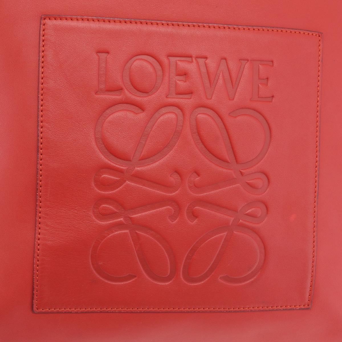 Loewe Tote Leather Red Leather Tote Bag Bag (Pre-Owned)