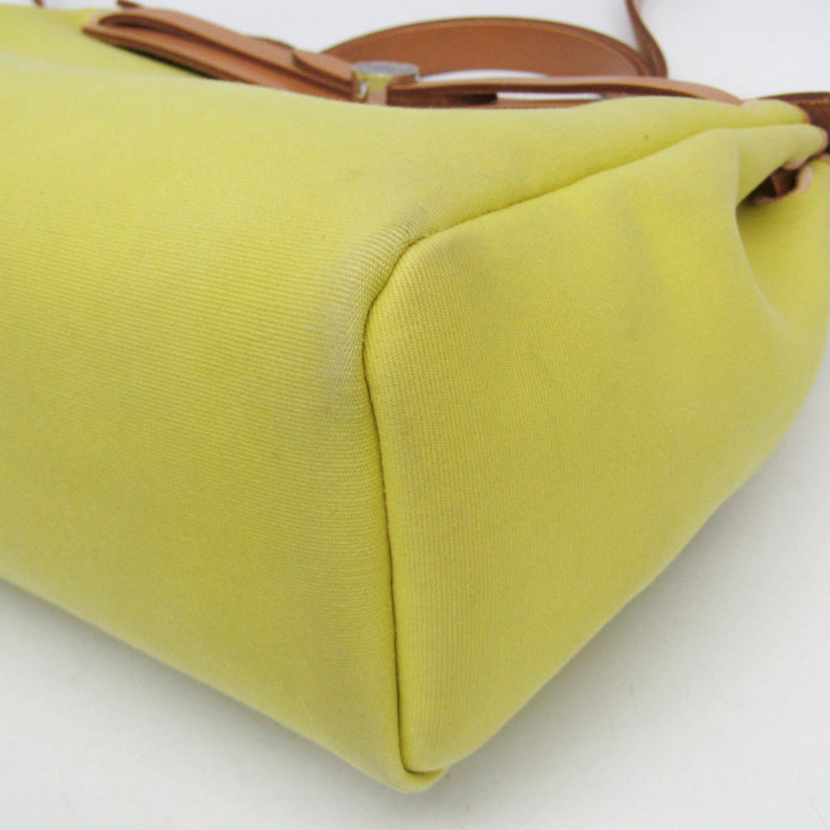 Hermes Herbag Zip Verso Leather And Toile Yellow Canvas Handbag (Pre-Owned)
