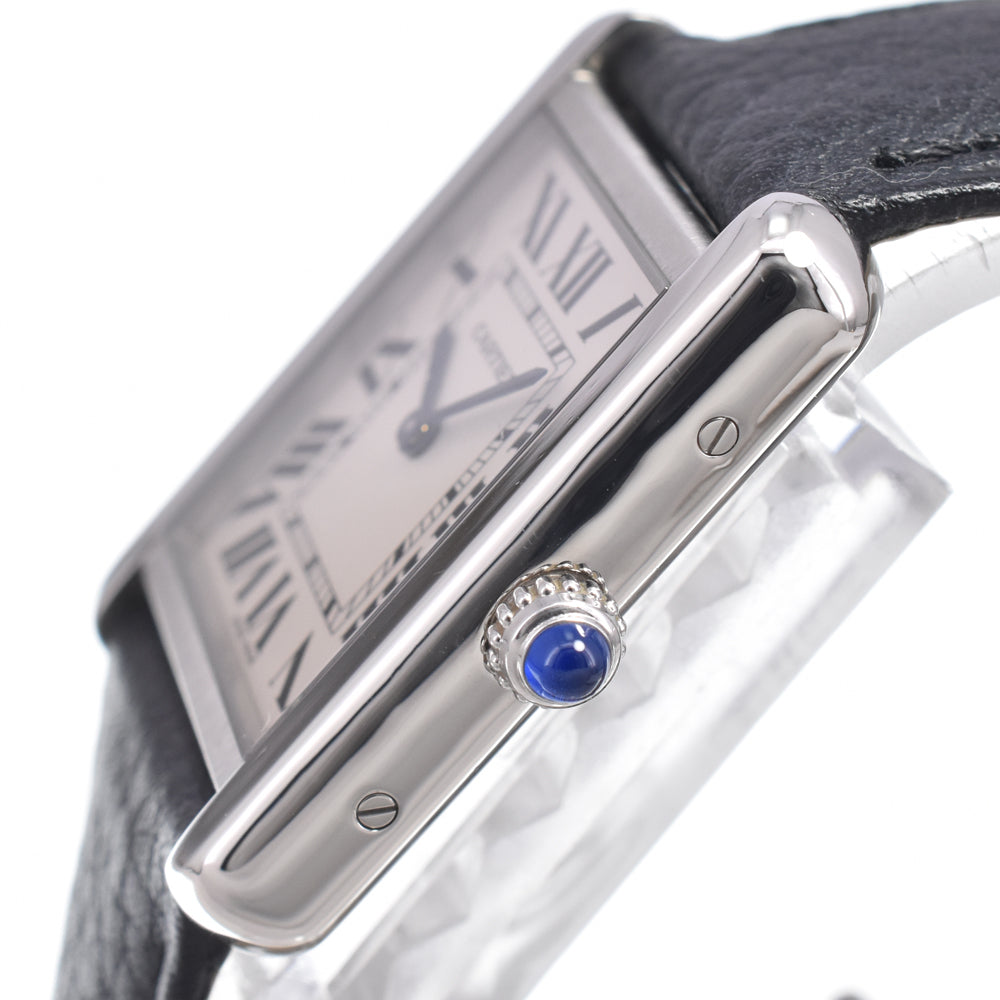 Cartier Tank Solo Quartz Stainless Steel And Leather Watch (Pre-Owned)