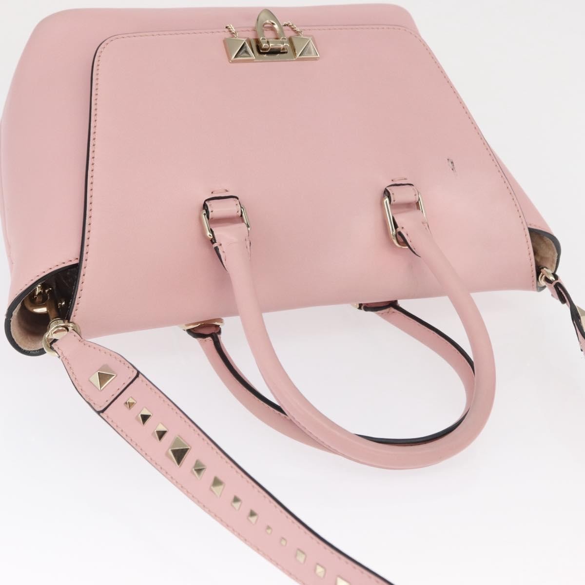 Valentino Garavani Demilune Flap Satchel Leather Pink Leather Handbag (Pre-Owned)