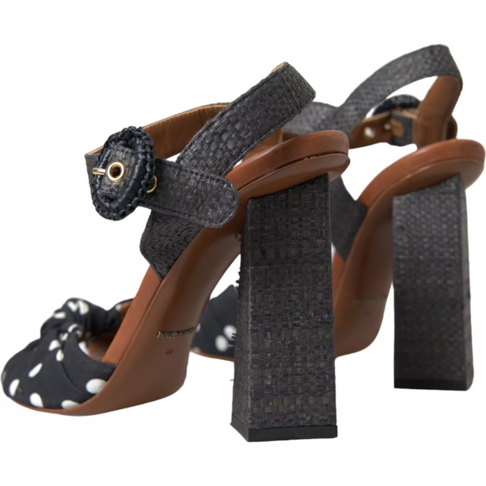 Dolce & Gabbana Black Polka Dot Leather Heels Sandals Women's Shoes (Pre-Owned)