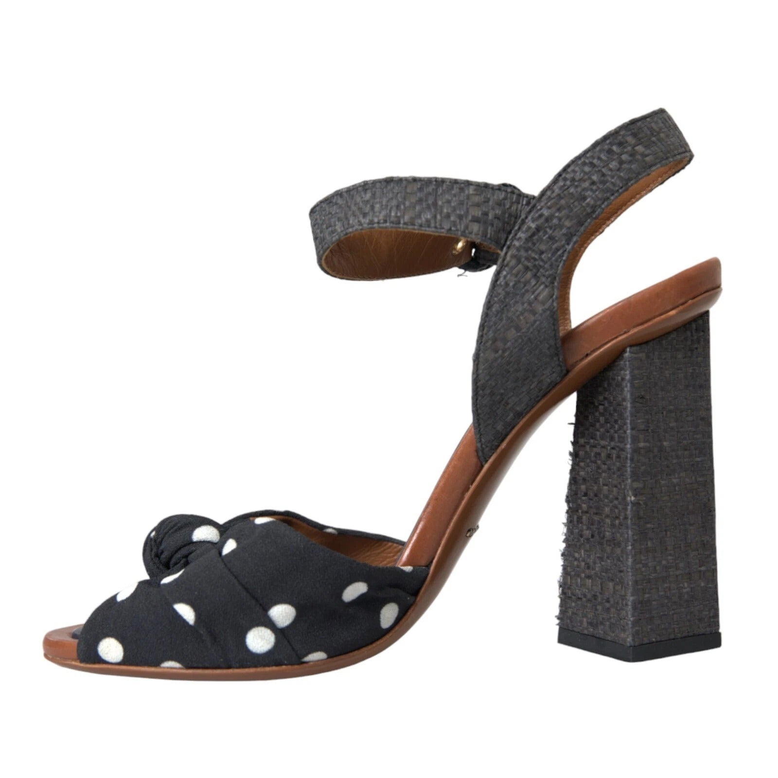 Dolce & Gabbana Black Polka Dot Leather Heels Sandals Women's Shoes (Pre-Owned)