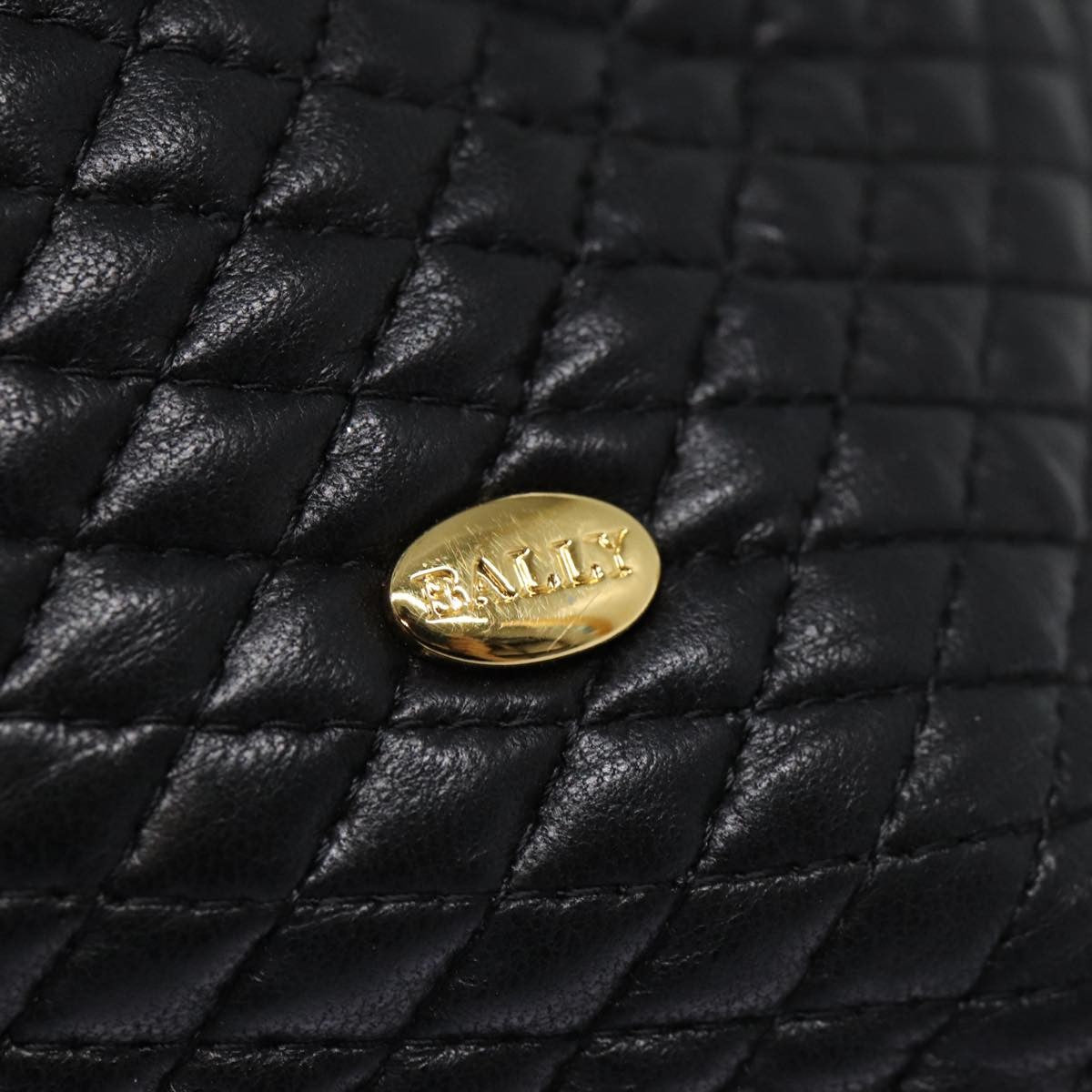 Bally Vintage Quilted Leather Black Leather Tote Bag Bag (Pre-Owned)