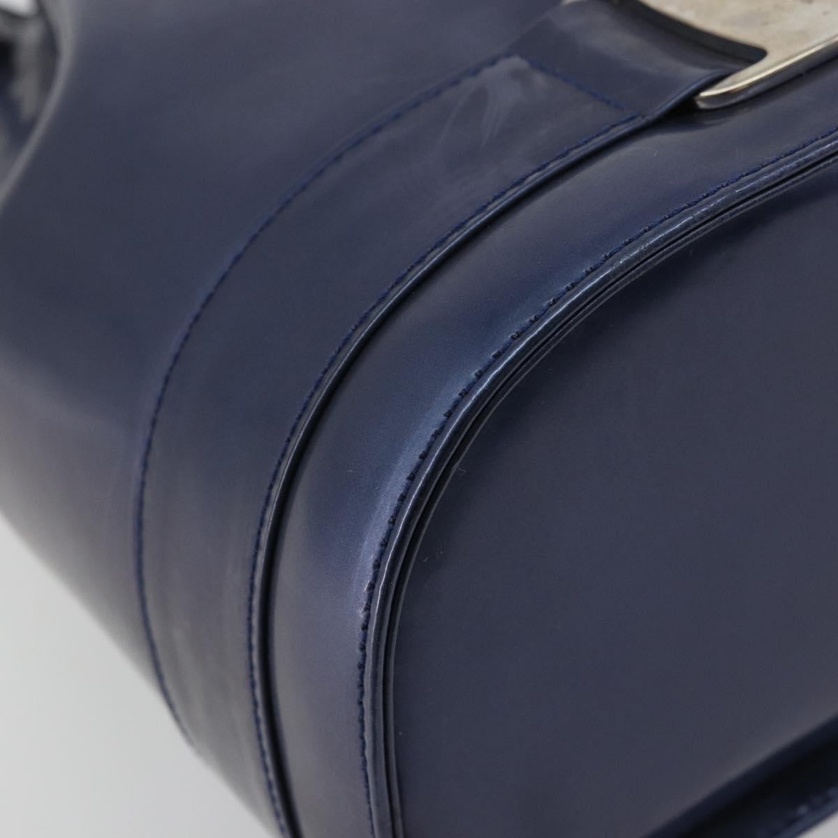 Salvatore Ferragamo Vala Patent Leather Navy Patent_Leather Backpack Bag (Pre-Owned)