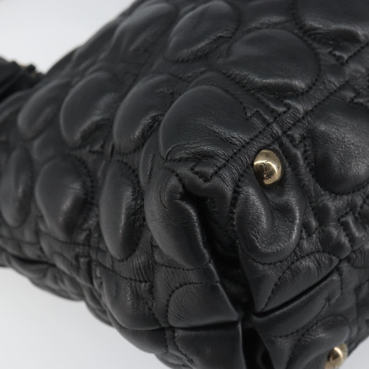 Salvatore Ferragamo Gancini Leather Black Leather Handbag (Pre-Owned)