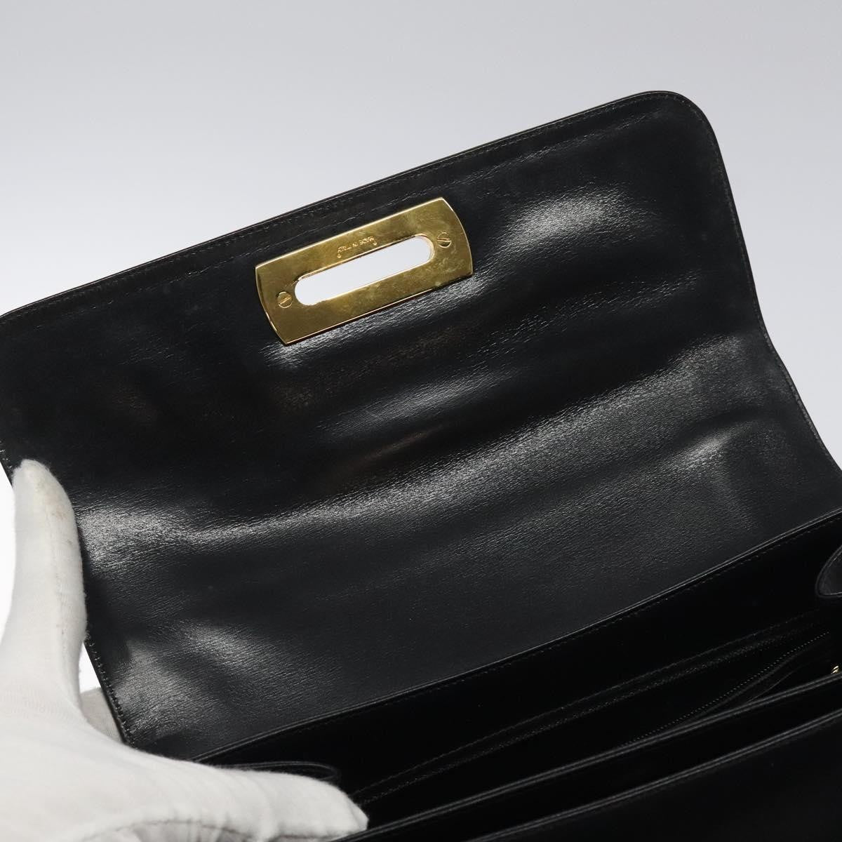 Salvatore Ferragamo Convertible Top Handle Leather Black Leather Handbag (Pre-Owned)