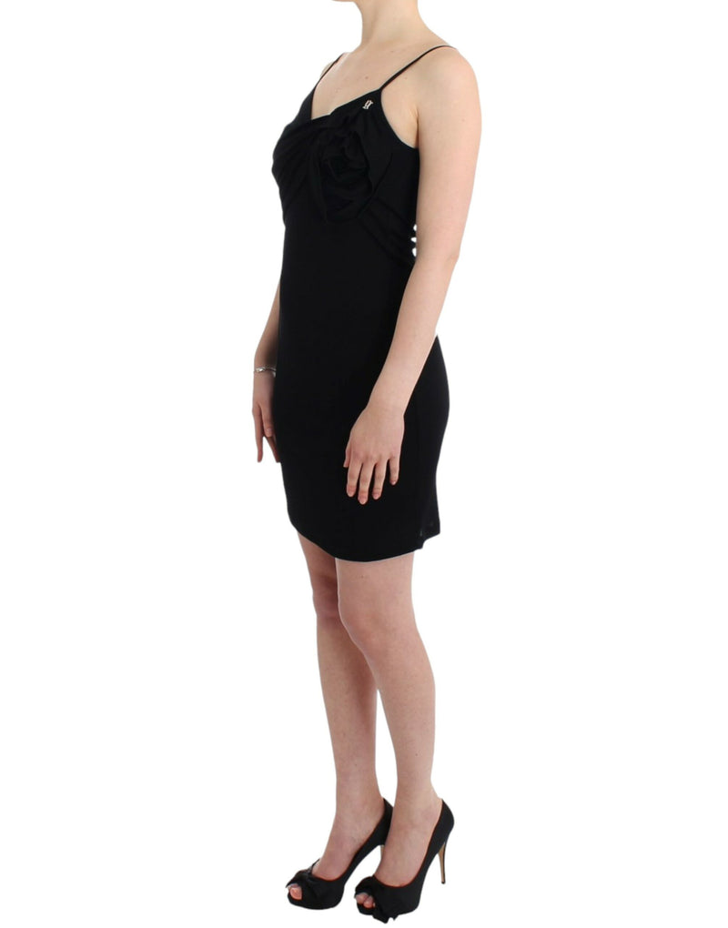 John Galliano Elegant Black Jersey Knee-Length Women's Dress