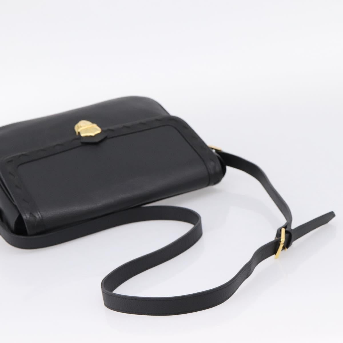 Saint Laurent Vintage Shoulder Bag Leather Black Leather Shoulder Bag Bag (Pre-Owned)