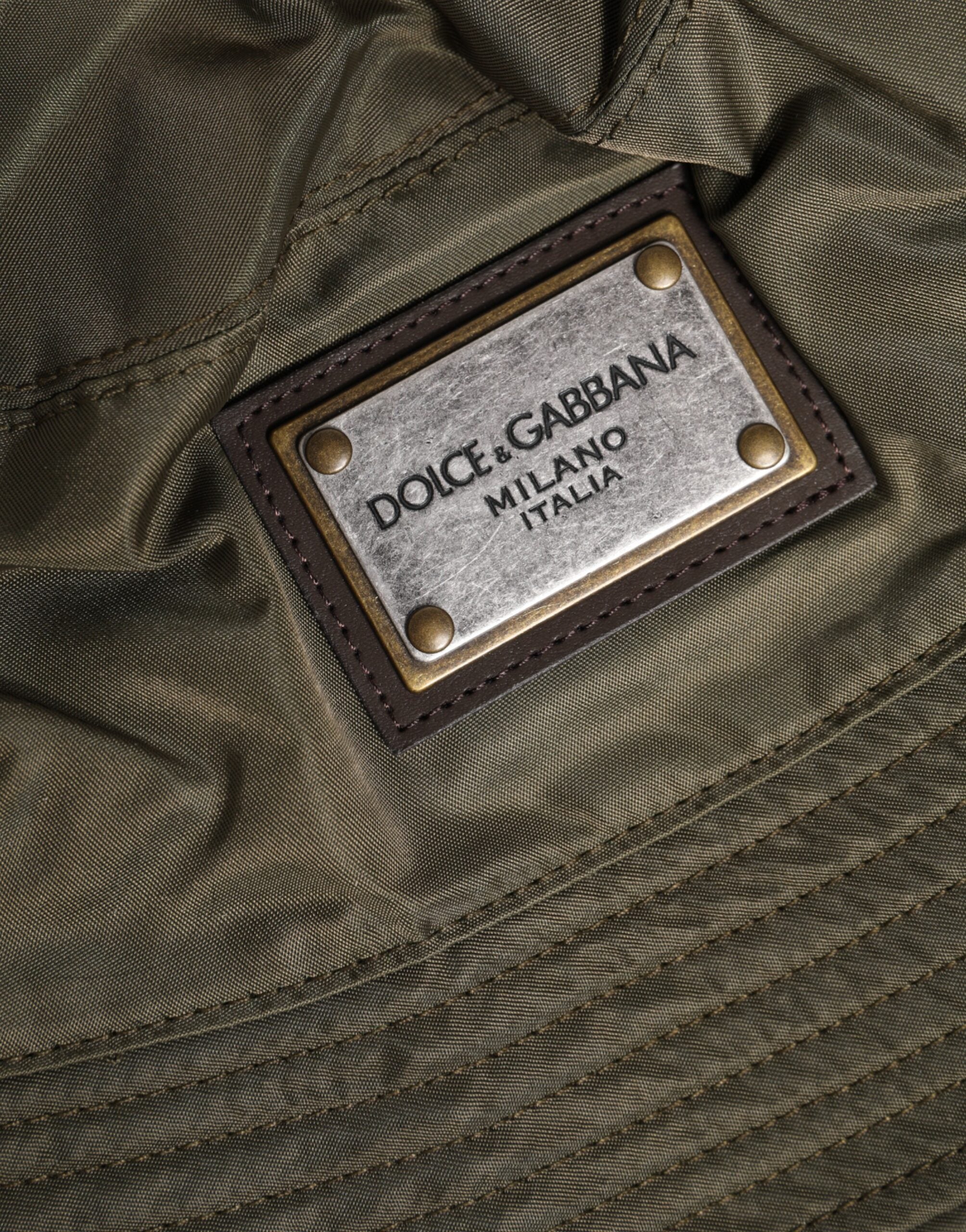 Dolce & Gabbana Brown DG Plaque Wide Brim Bucket Men's Hat