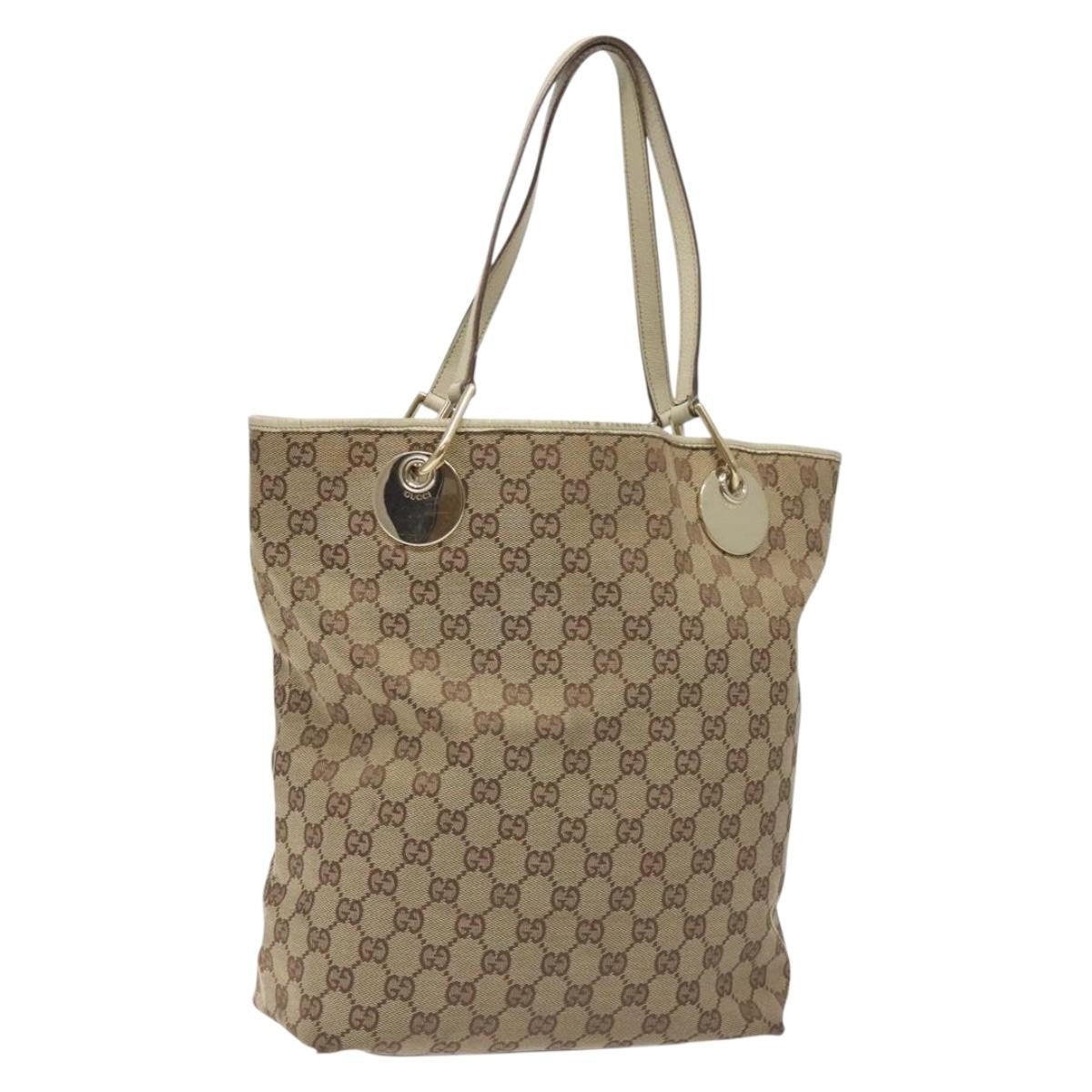 Gucci Gg Canvas Canvas Beige Canvas Tote Bag Bag (Pre-Owned)