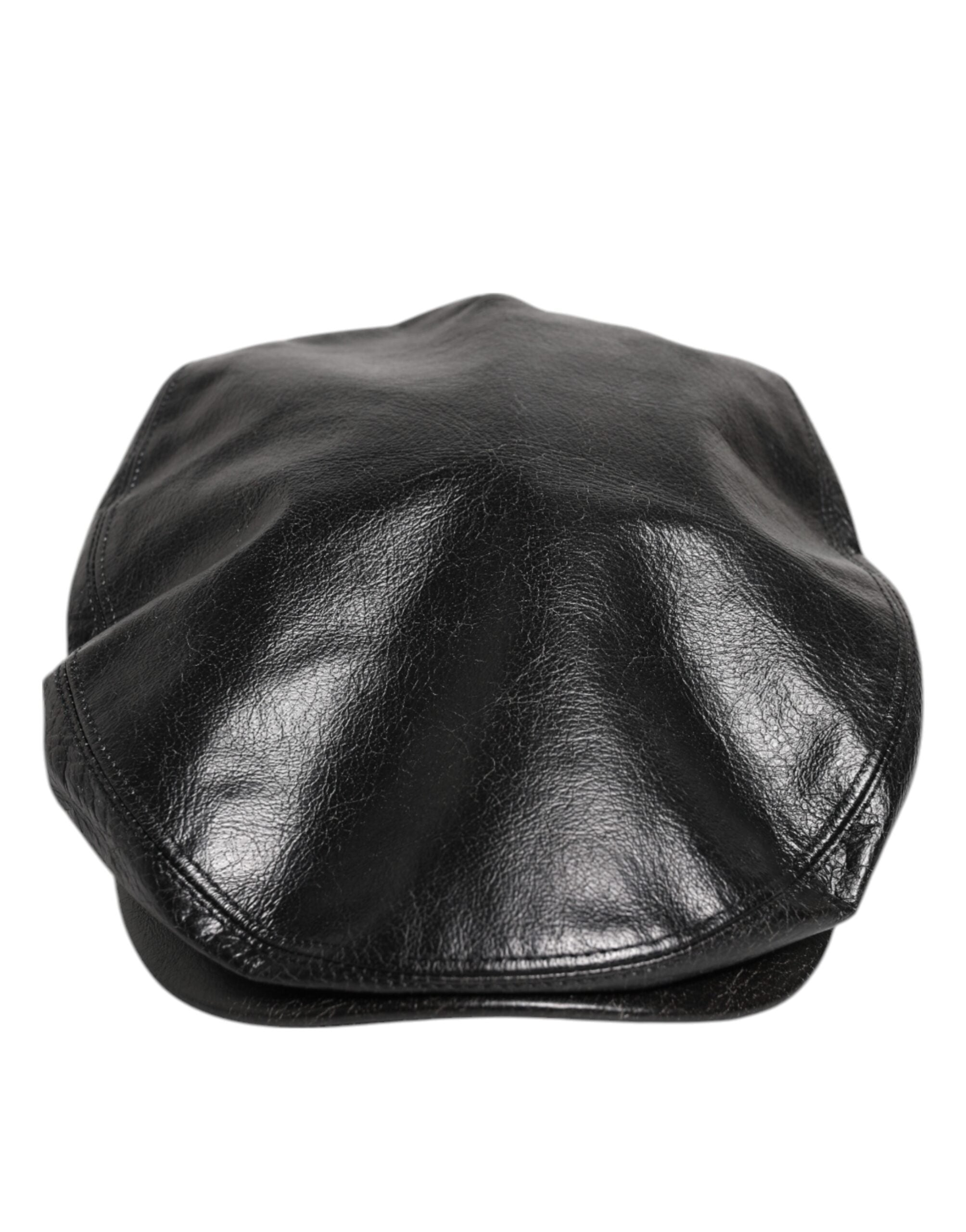 Dolce & Gabbana Black Calf Newsboy Capello Cabbie Men's Hat