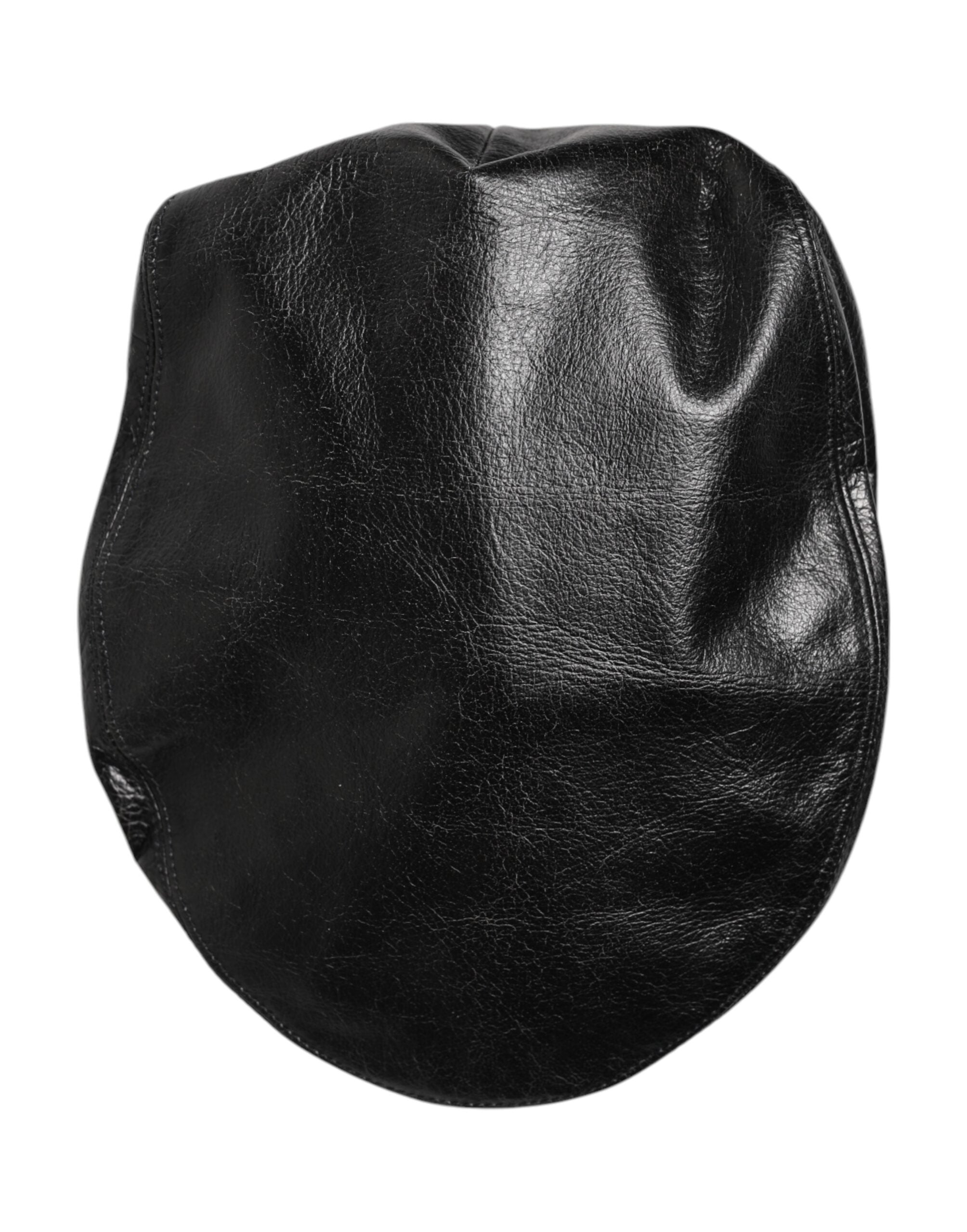 Dolce & Gabbana Black Calf Newsboy Capello Cabbie Men's Hat