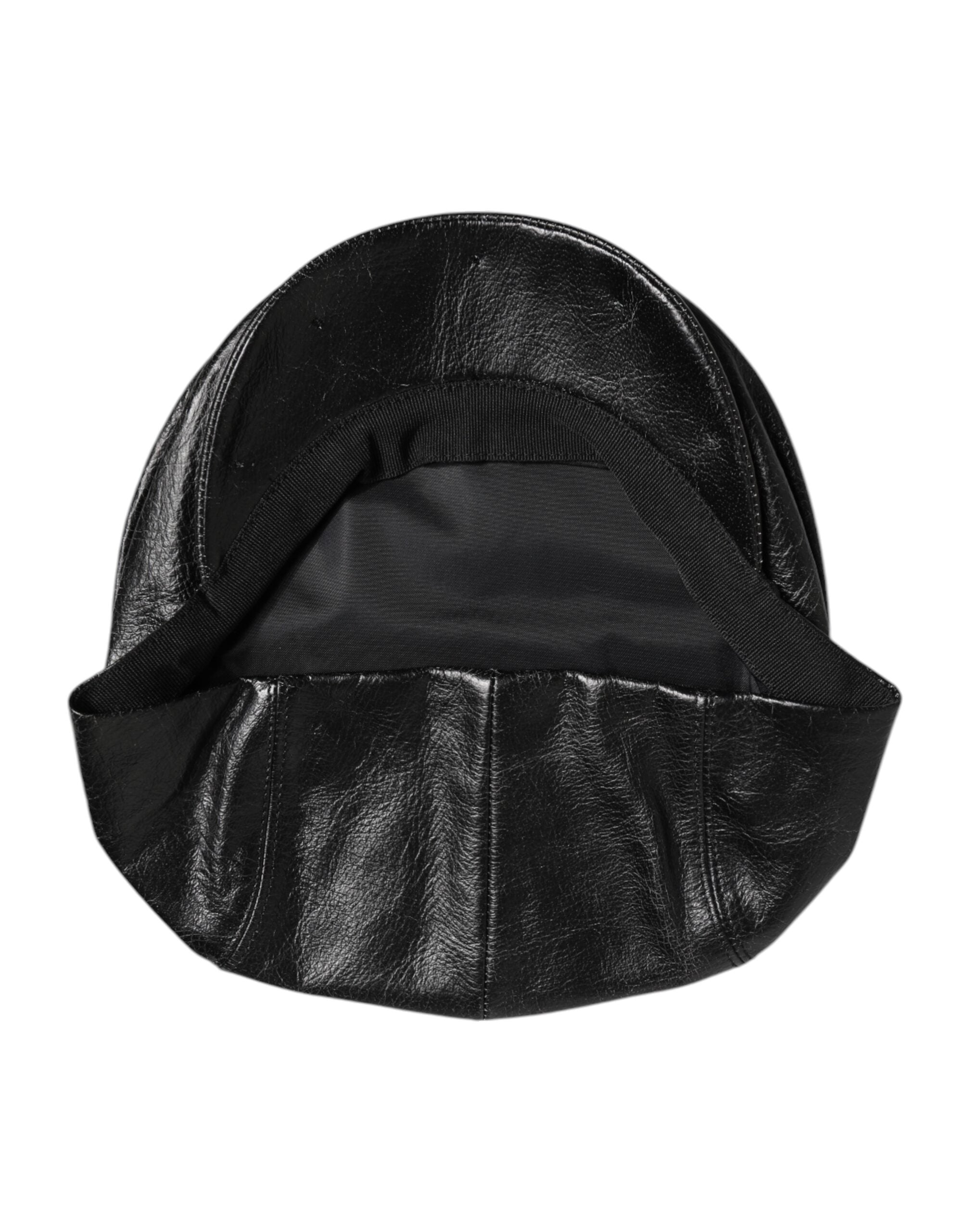 Dolce & Gabbana Black Calf Newsboy Capello Cabbie Men's Hat