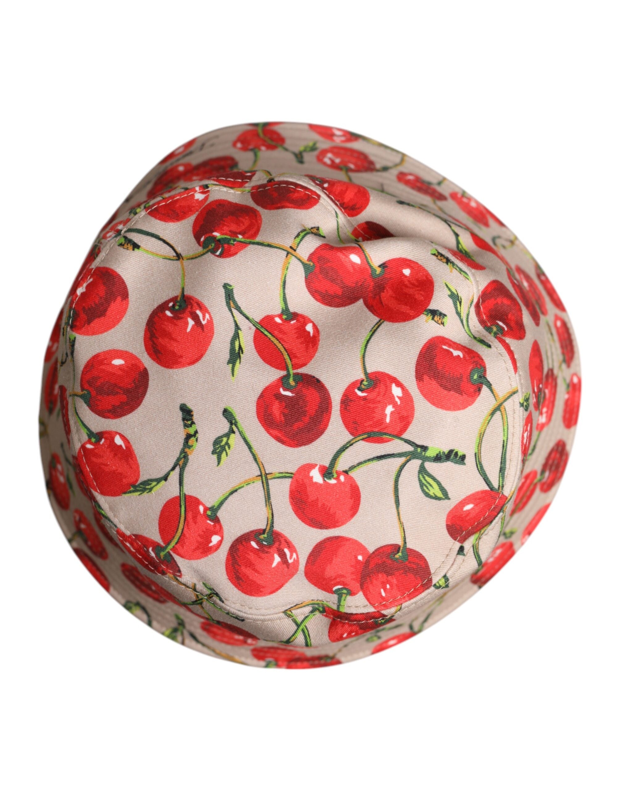 Dolce & Gabbana Beige Cotton Printed Wide Brim Bucket Men's Hat
