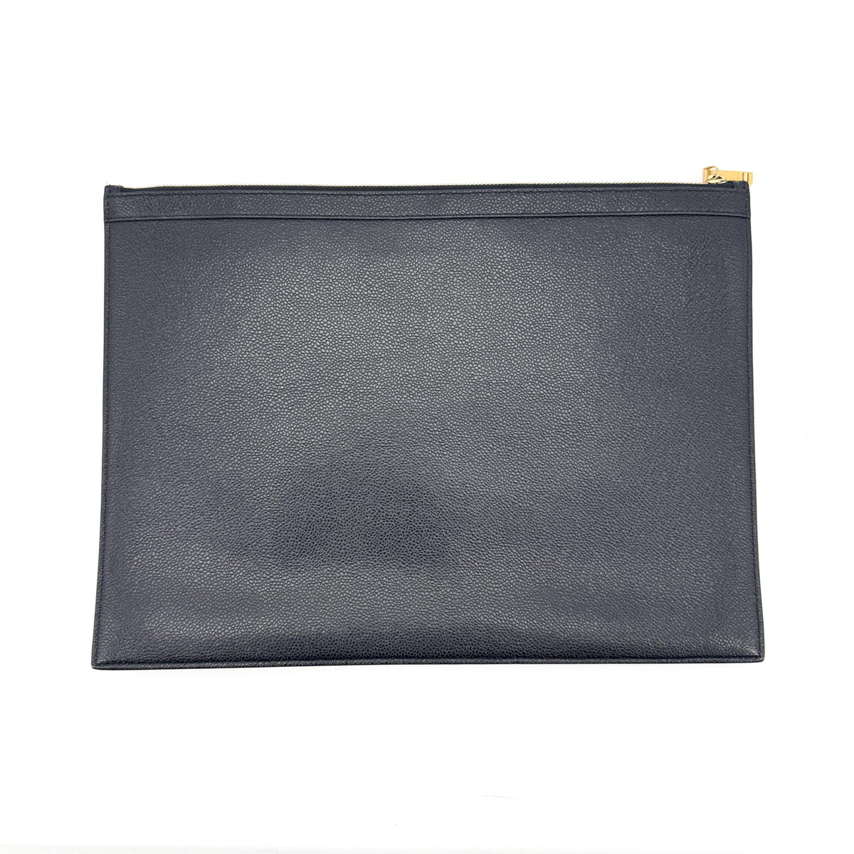 Thom Browne Zip Document Holder Leather With Applique Navy Leather Briefcase Bag (Pre-Owned)