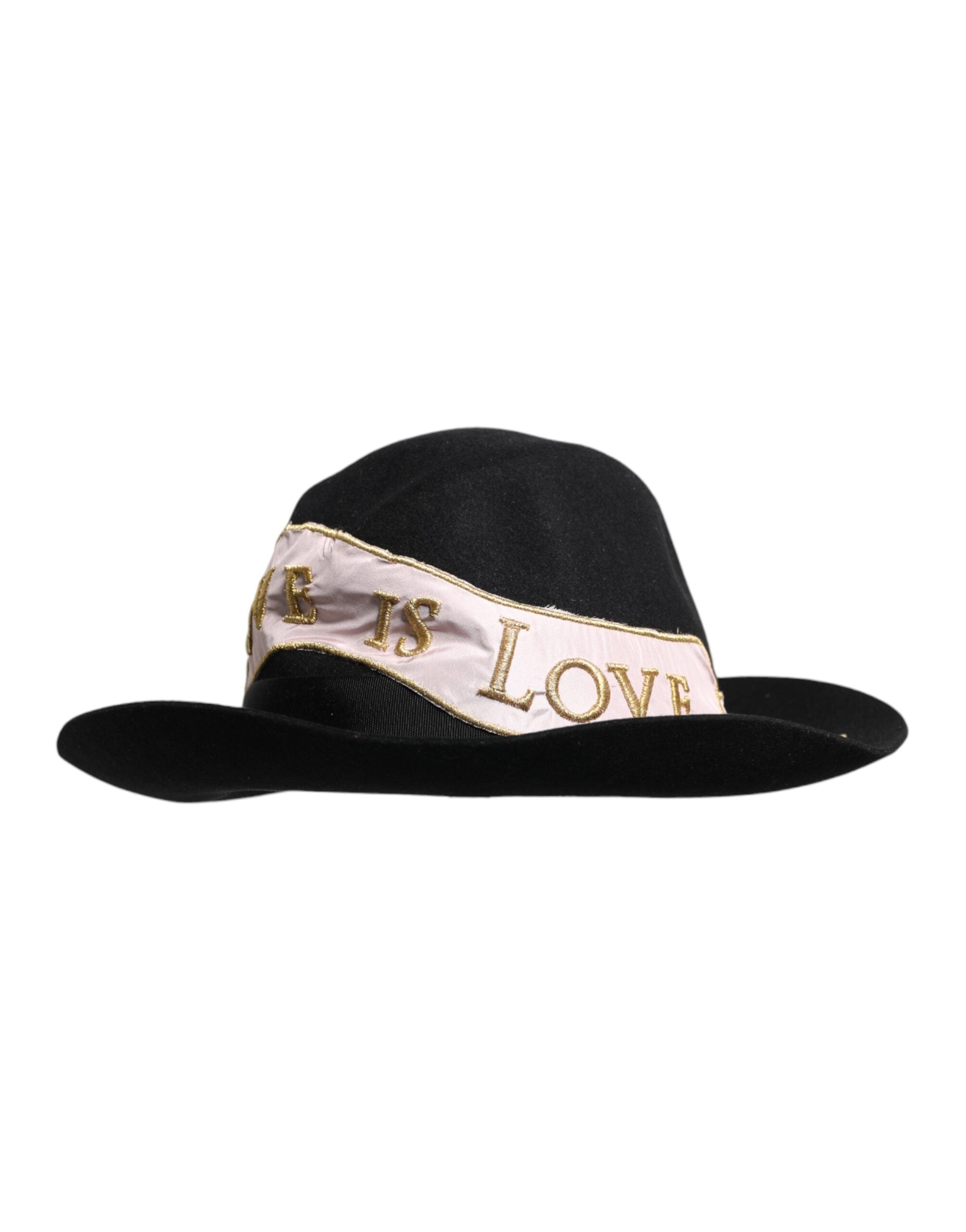 Dolce & Gabbana Black Logo Embroidered Women Wide Brim Women's Hat