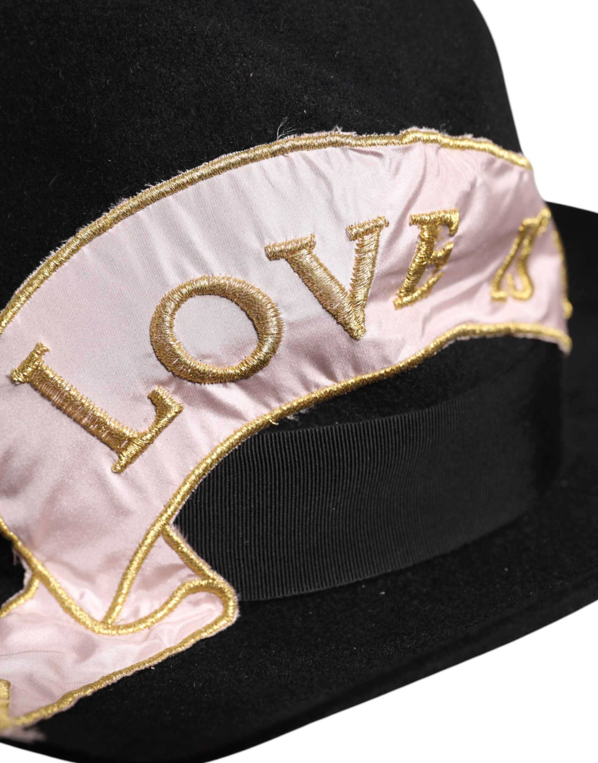 Dolce & Gabbana Black Logo Embroidered Women Wide Brim Women's Hat