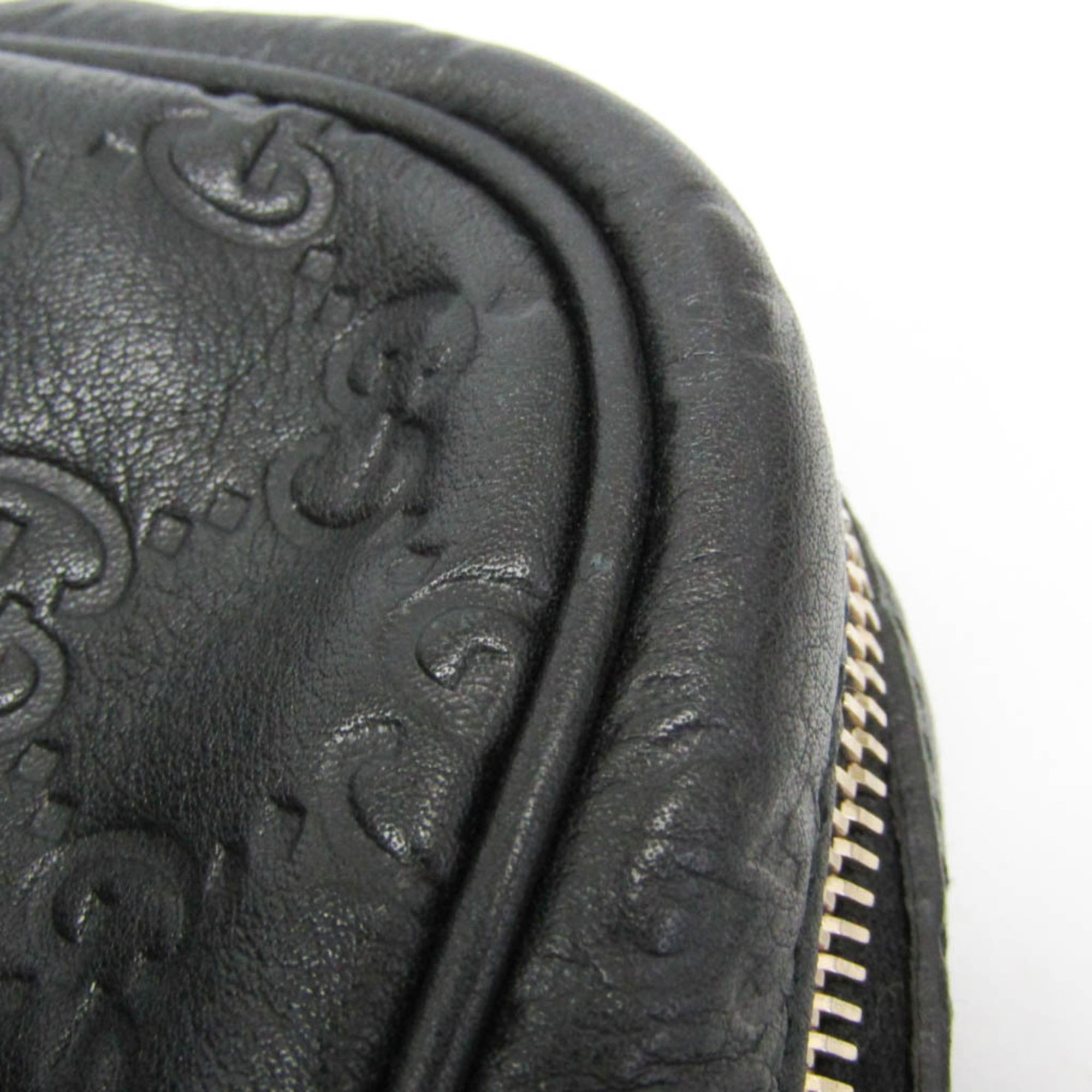 Gucci Convertible Briefcase Guccissima Leather Black Leather Briefcase Bag (Pre-Owned)