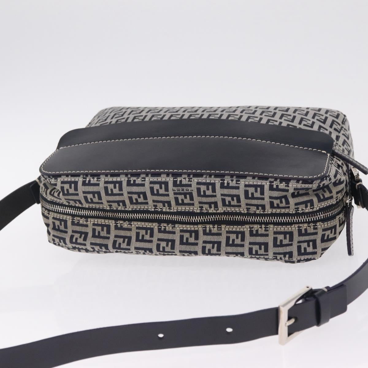 Fendi Shoulder Zucchino Canvas Navy Canvas Shoulder Bag Bag (Pre-Owned)