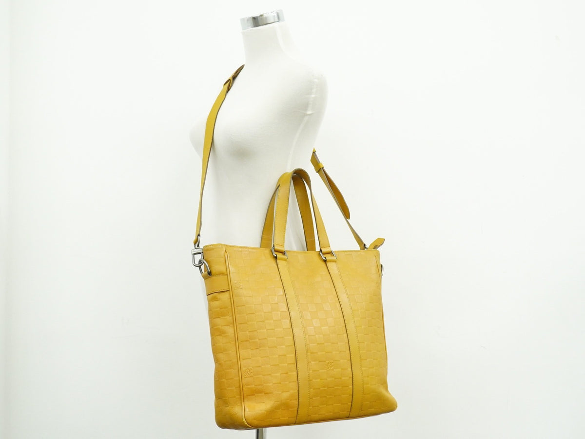 Louis Vuitton Tadao Damier Infini Leather Yellow Leather Handbag (Pre-Owned)