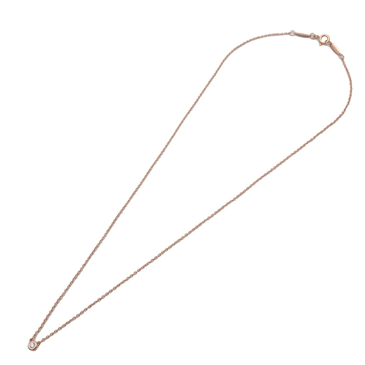 Tiffany & Co. Elsa Peretti Diamonds By The Yard Pendant 18K Rose Gold Gold Rose_Gold Necklace Jewelry (Pre-Owned)