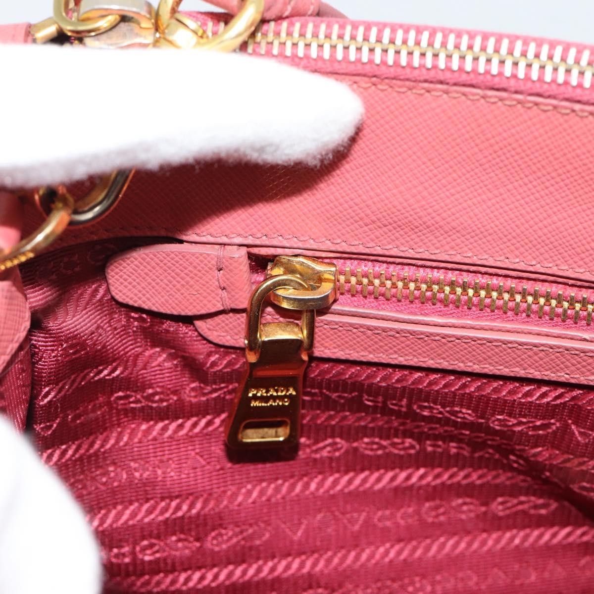 Prada Galleria Double Zip Saffiano Leather Pink Leather Tote Bag Bag (Pre-Owned)