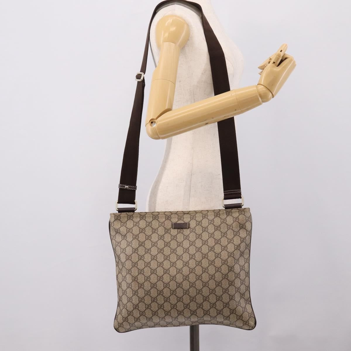 Gucci Zip Top Messenger Gg Coated Canvas Beige Canvas Handbag (Pre-Owned)