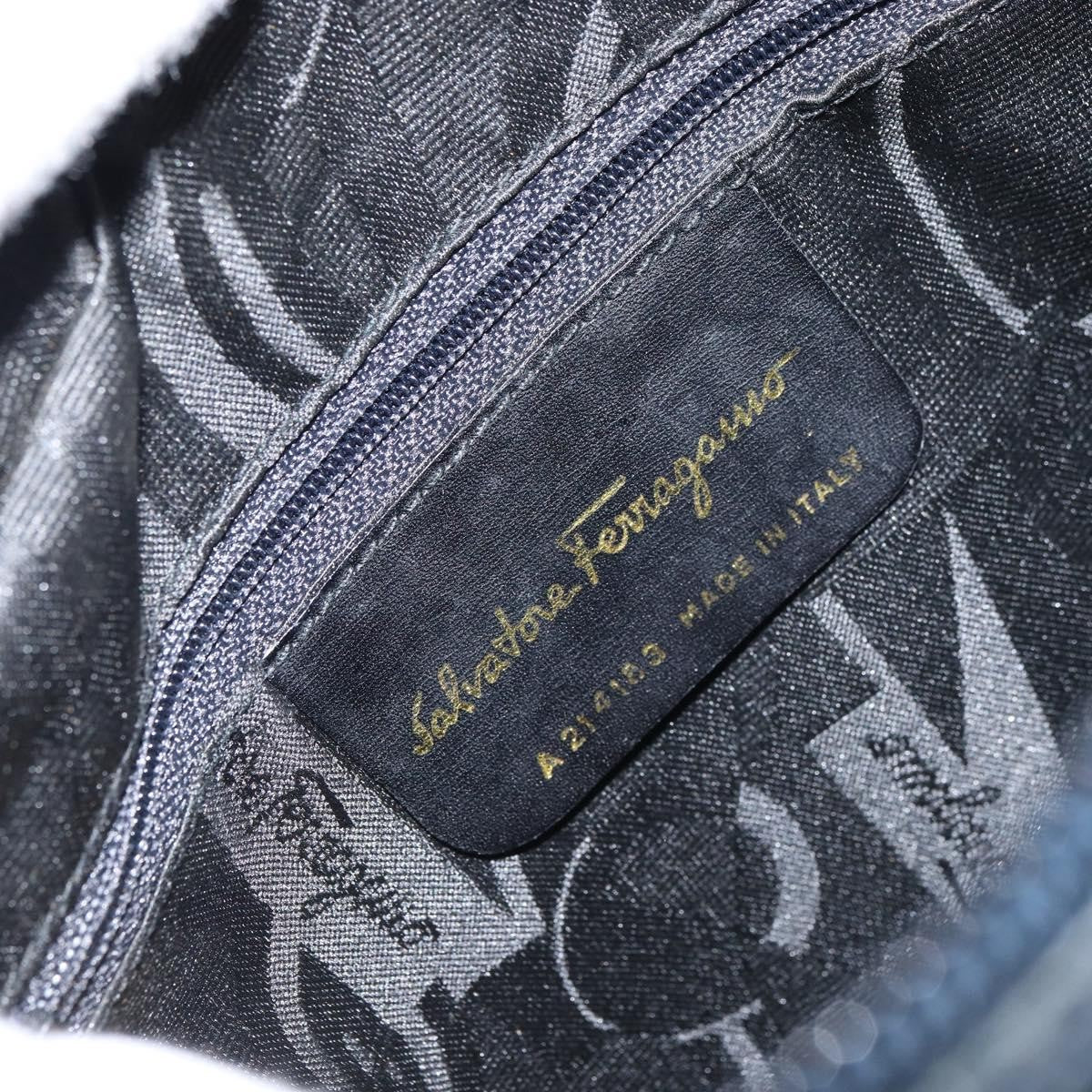 Salvatore Ferragamo Vala Leather Navy Leather Shoulder Bag Bag (Pre-Owned)
