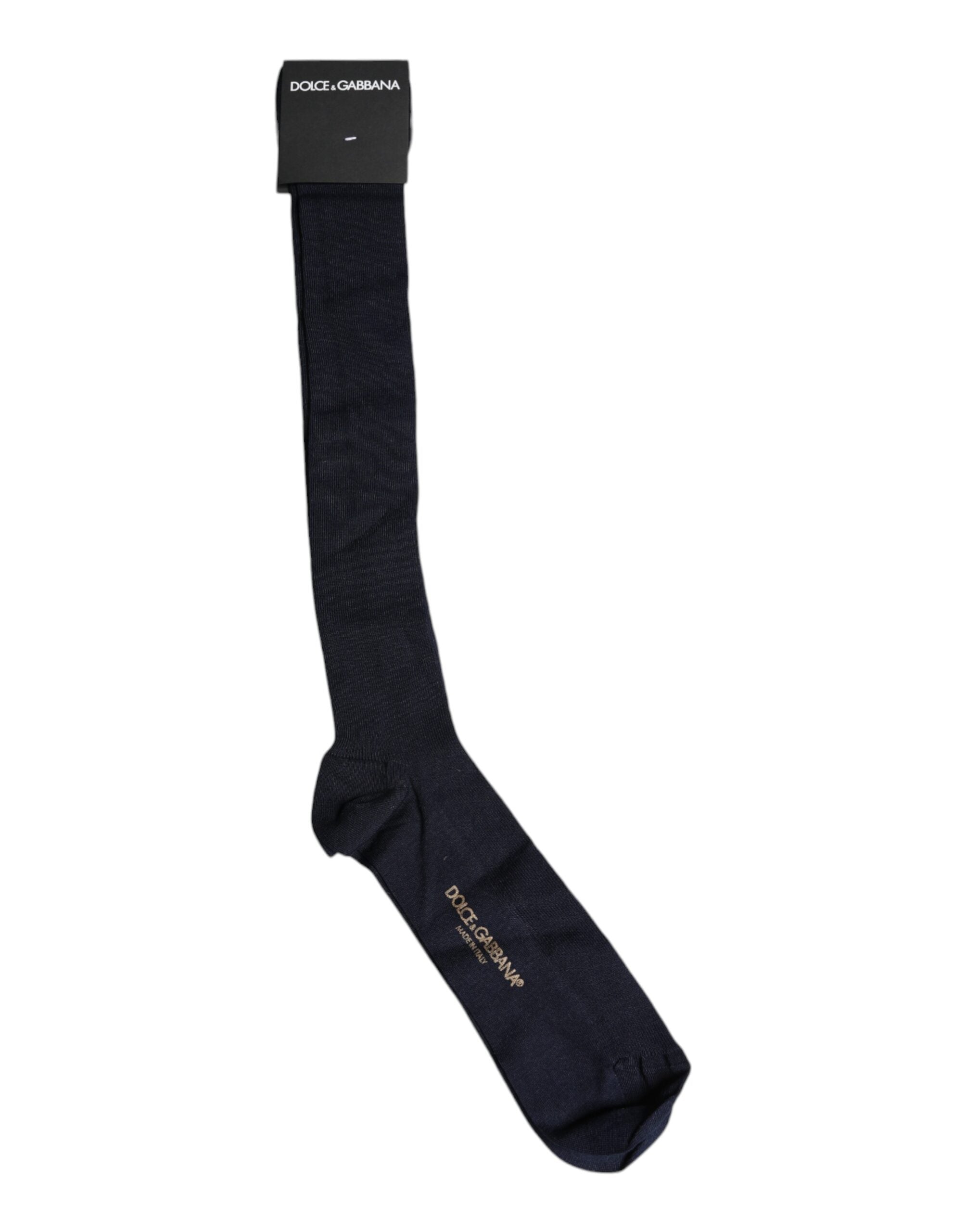 Dolce & Gabbana Black Viscose Logo Over The Calf Men's Socks