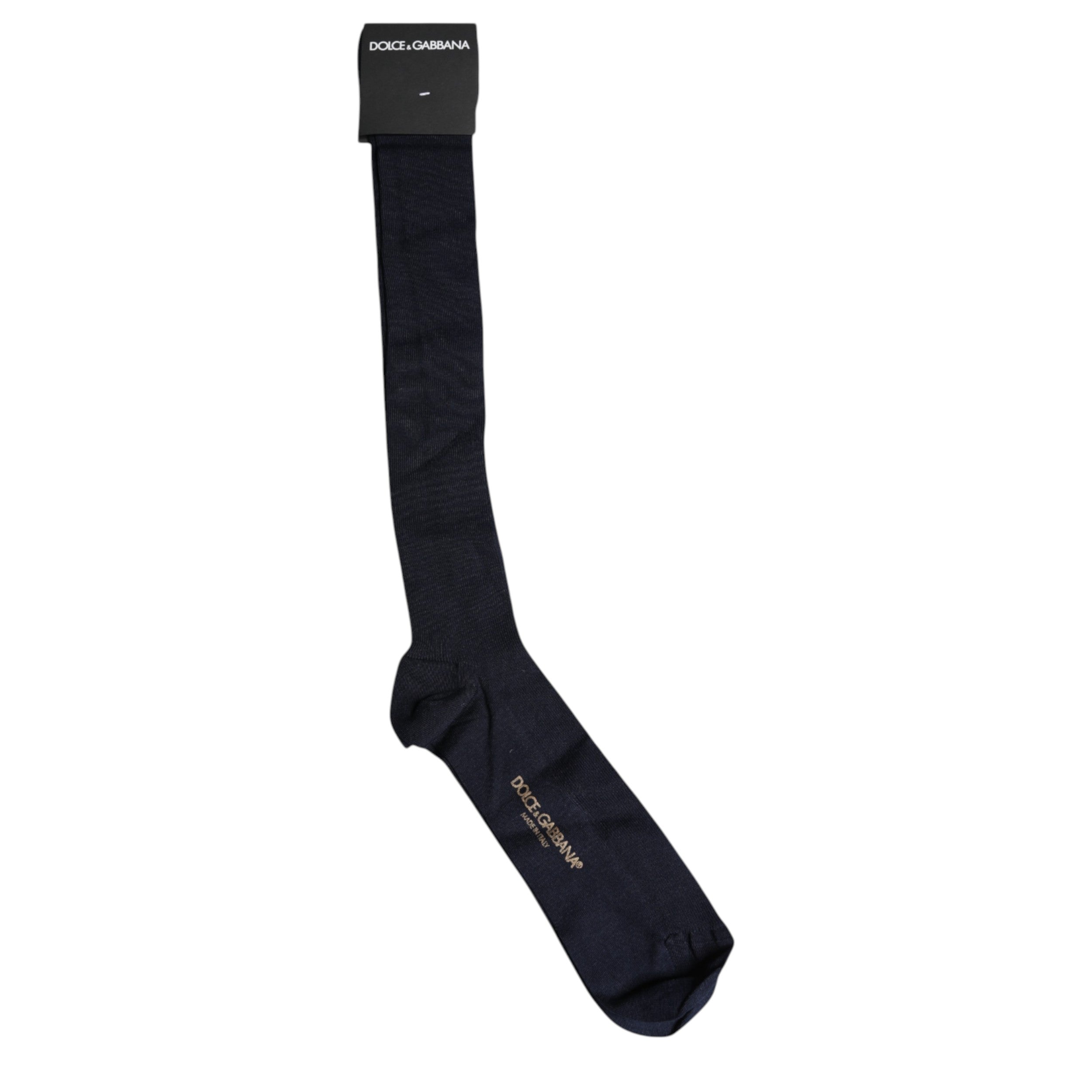Dolce & Gabbana Black Viscose Logo Over The Calf Men's Socks