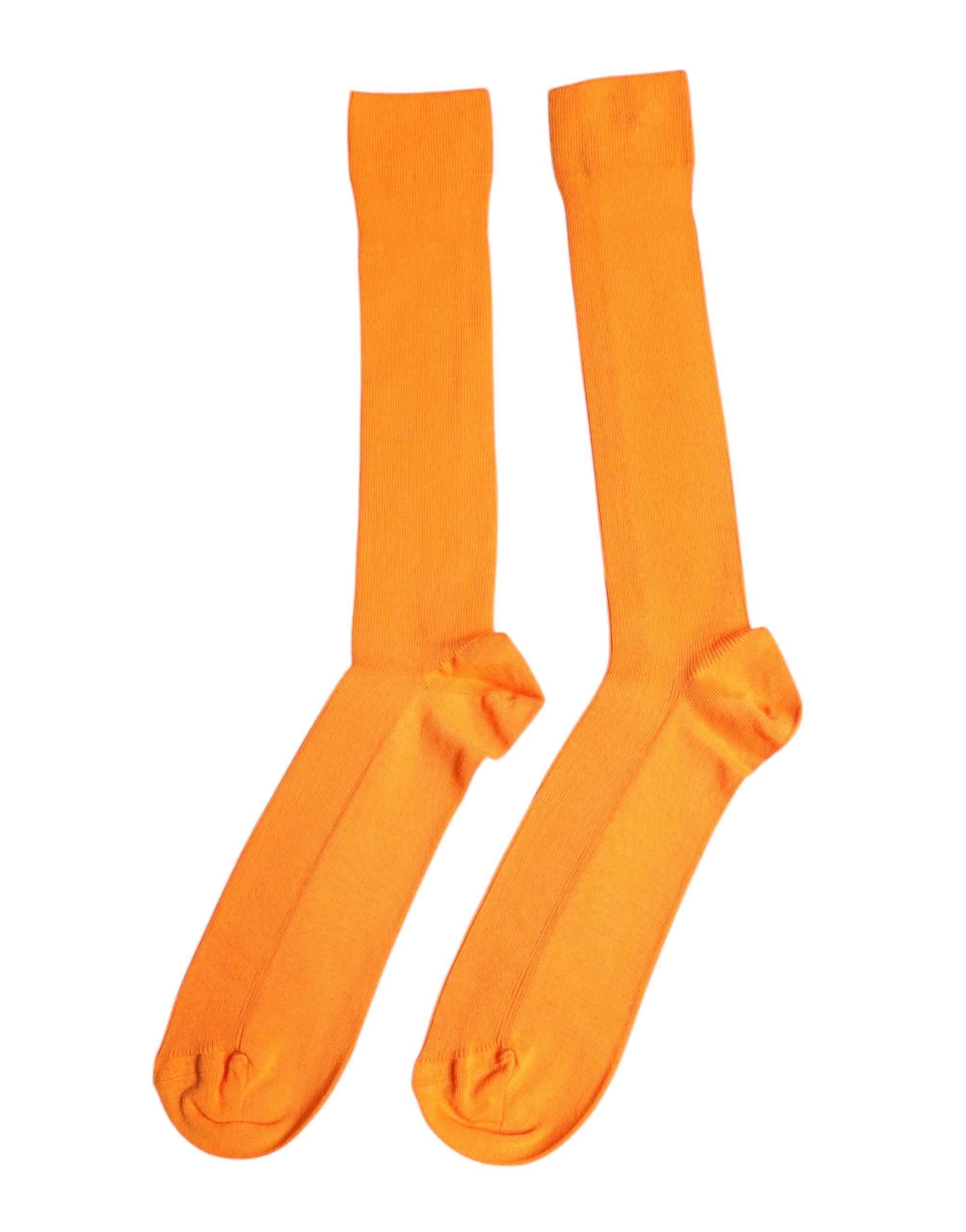 Dolce & Gabbana Orange Cotton Logo Over The Calf Men's Socks
