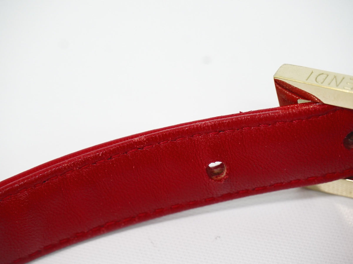 Fendi Mamma Baguette Leather Red Leather Handbag (Pre-Owned)