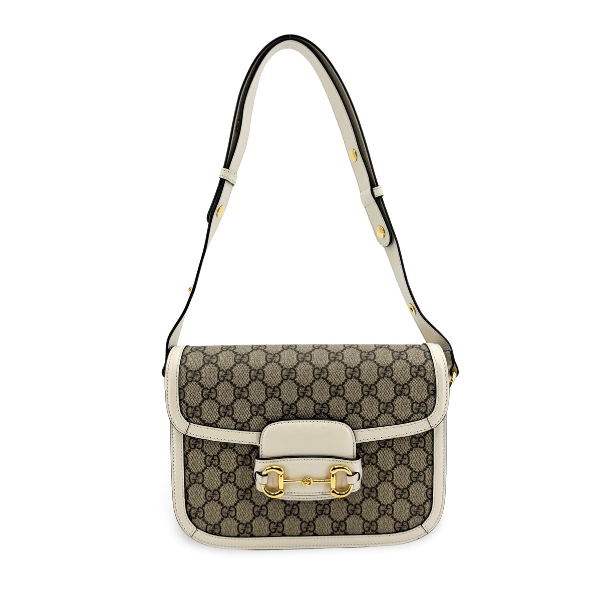 Gucci Horsebit 1955 Gg Coated Canvas With Leather Beige Canvas Shoulder Bag Bag (Pre-Owned)