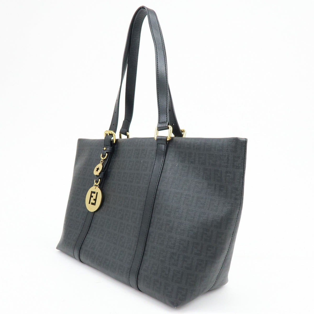 Fendi Superstar Zucchino Coated Canvas Black Canvas Tote Bag Bag (Pre-Owned)