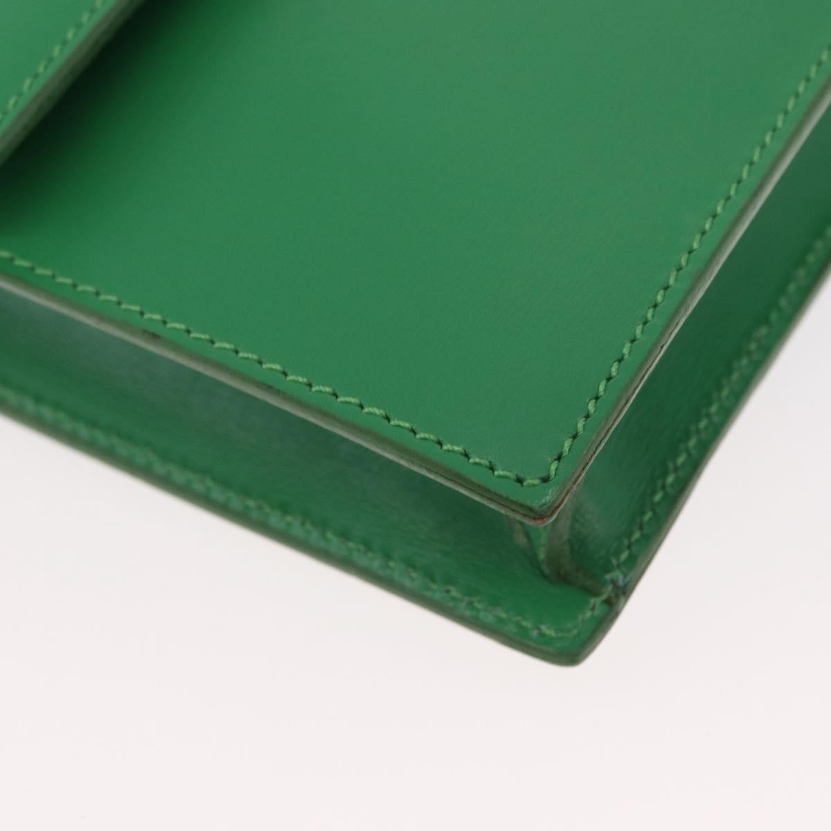Celine Circle Logo Leather Green Leather Shoulder Bag Bag (Pre-Owned)