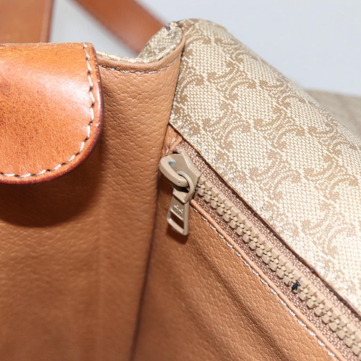 Celine Vintage Macadam Circle Logo Canvas And Leather Beige Canvas Shoulder Bag Bag (Pre-Owned)
