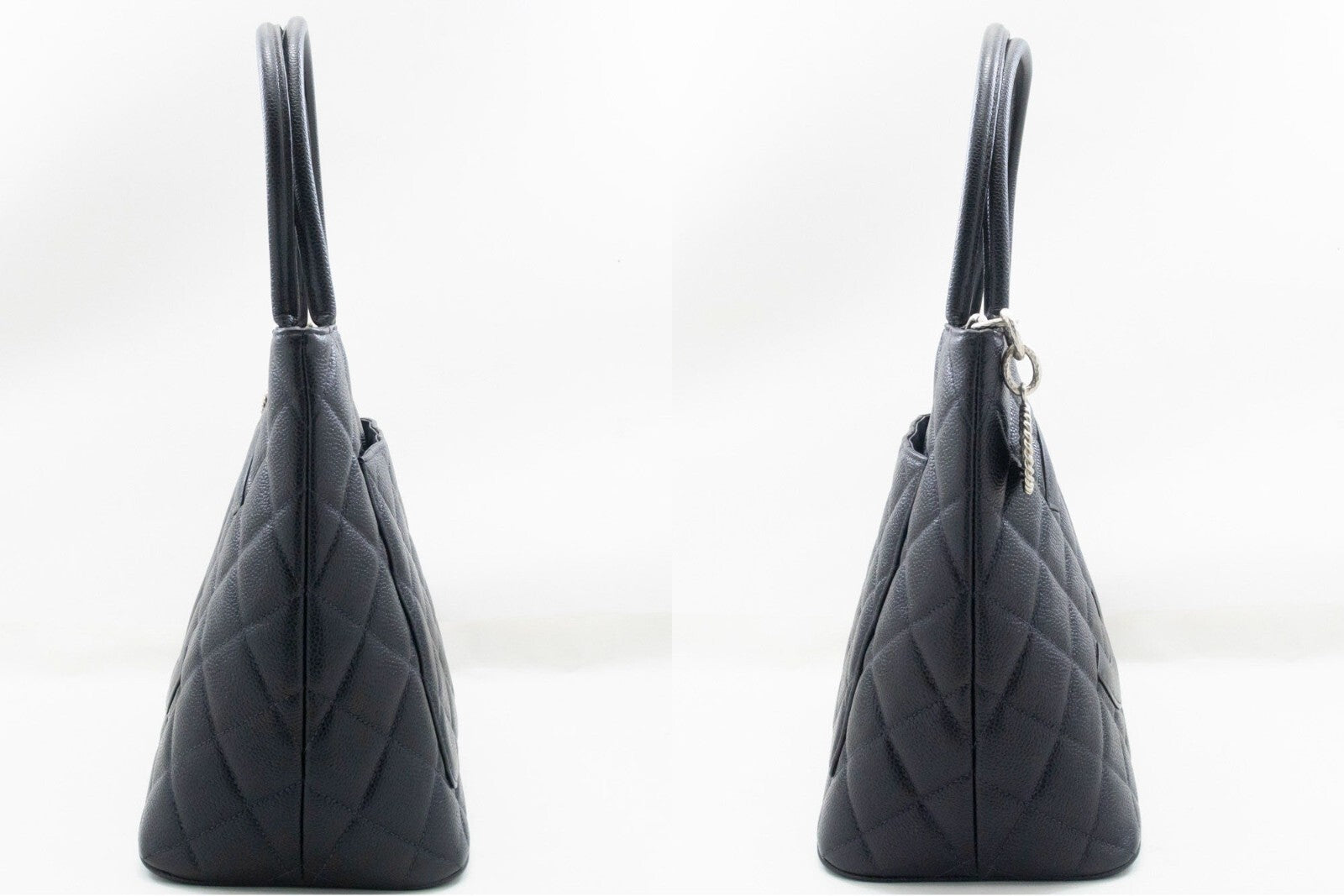 Chanel Medallion Tote Quilted Caviar Black Leather Tote Bag Bag (Pre-Owned)