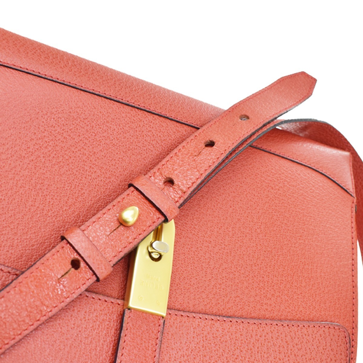 Celine Shoulder Leather Red Leather Shoulder Bag Bag (Pre-Owned)