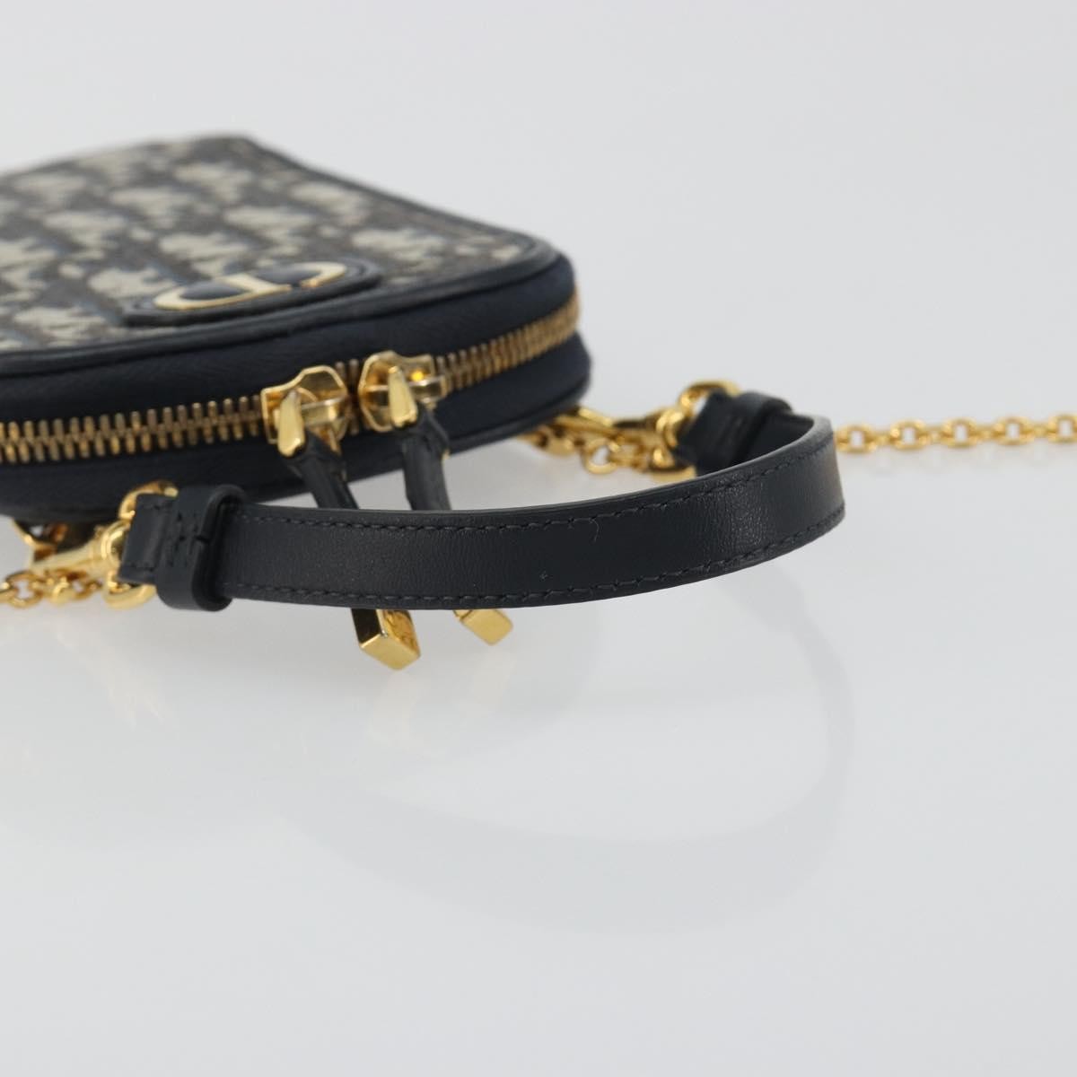 Christian Dior 30 Montaigne Phone Holder On Chain Oblique Canvas Navy Canvas Clutche & Pouche Bag (Pre-Owned)