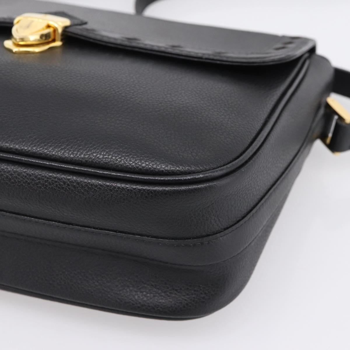 Saint Laurent Vintage Shoulder Bag Leather Black Leather Shoulder Bag Bag (Pre-Owned)