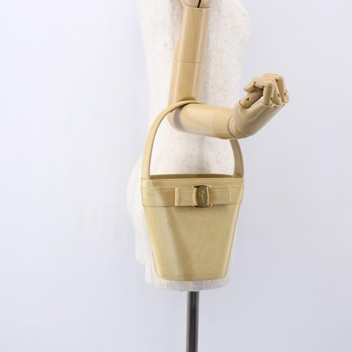 Salvatore Ferragamo Vala Canvas Yellow Canvas Handbag (Pre-Owned)