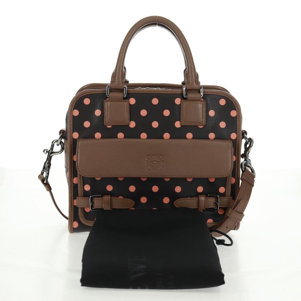 Loewe Cruz Printed Leather Brown Leather Handbag (Pre-Owned)