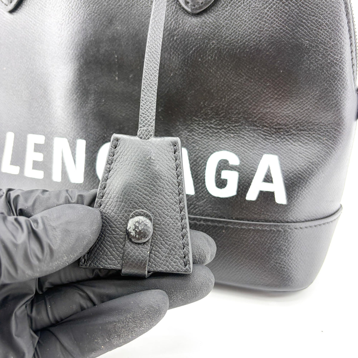 Balenciaga Logo Ville Leather Black Calfskin Handbag (Pre-Owned)