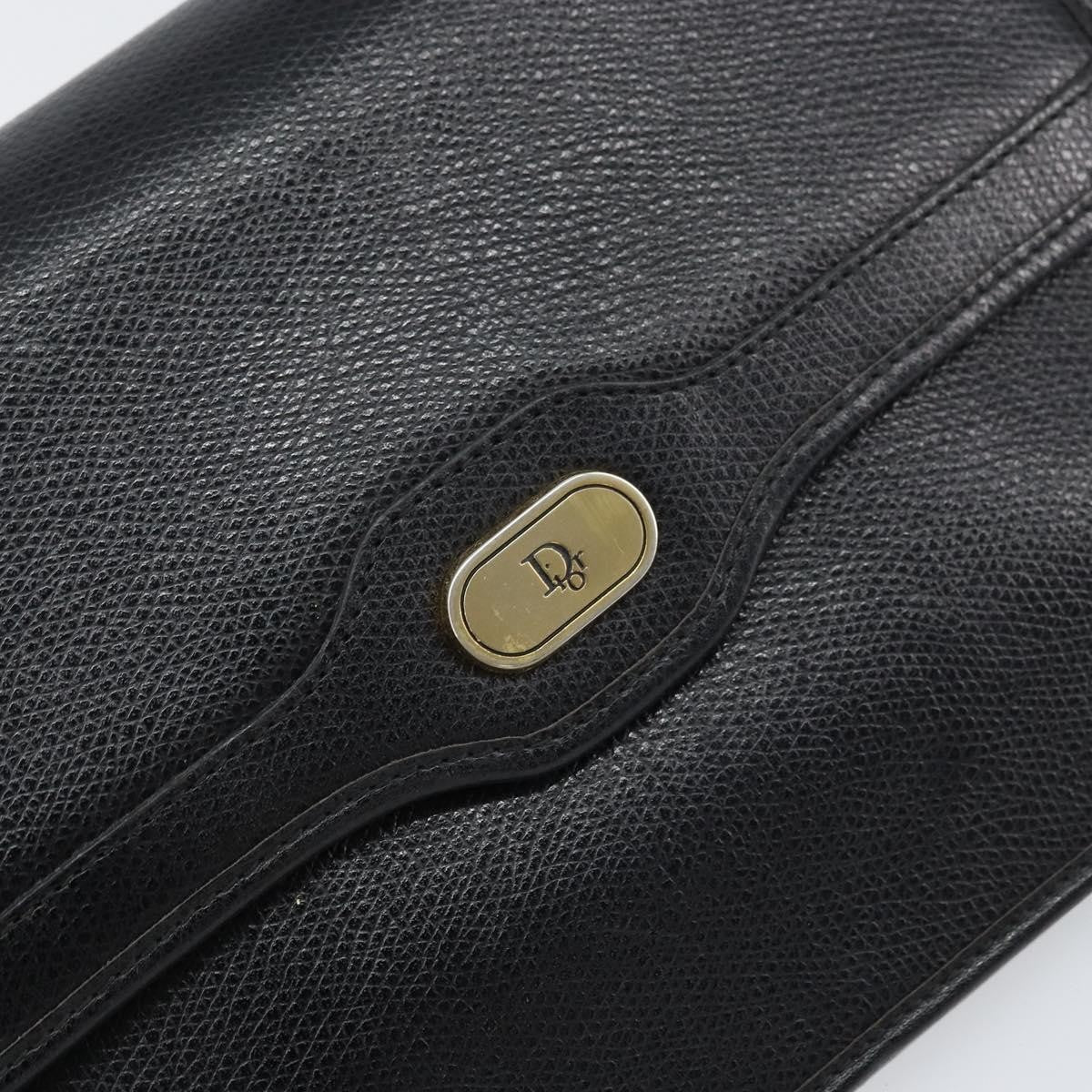 Christian Dior Vintage Cd Chain Flap Leather Black Leather Shoulder Bag Bag (Pre-Owned)