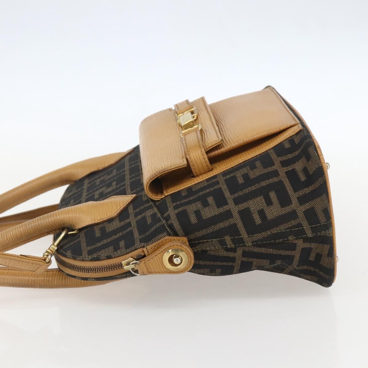 Fendi Vintage Zucca Zucca Brown Canvas Handbag (Pre-Owned)