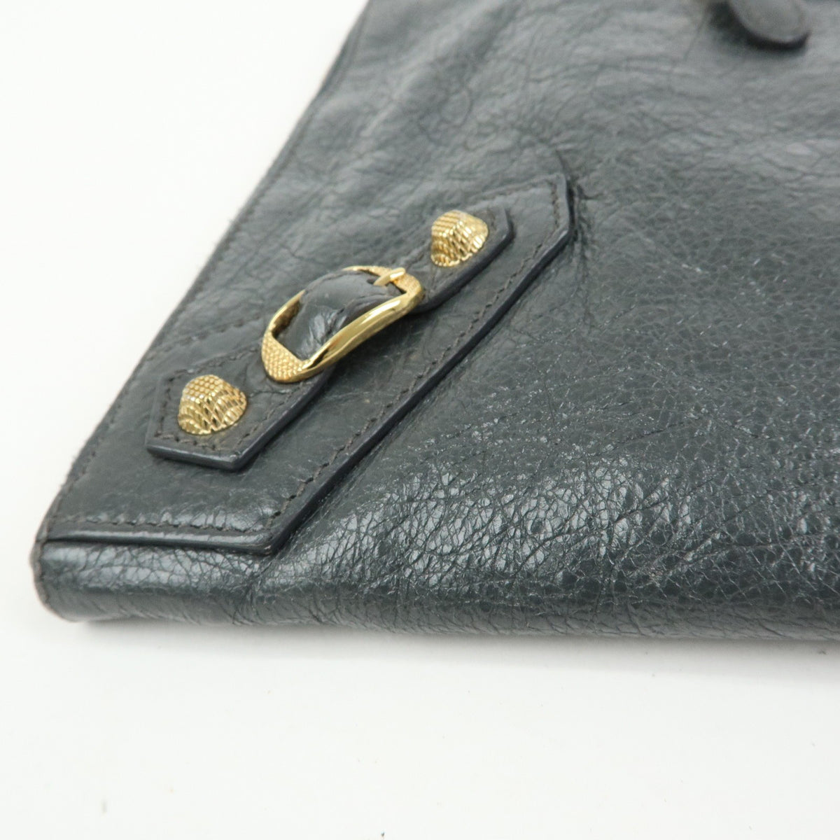 Balenciaga Zip Around Giant Studs Clutch Leather Gray Leather Clutche & Pouche Bag (Pre-Owned)