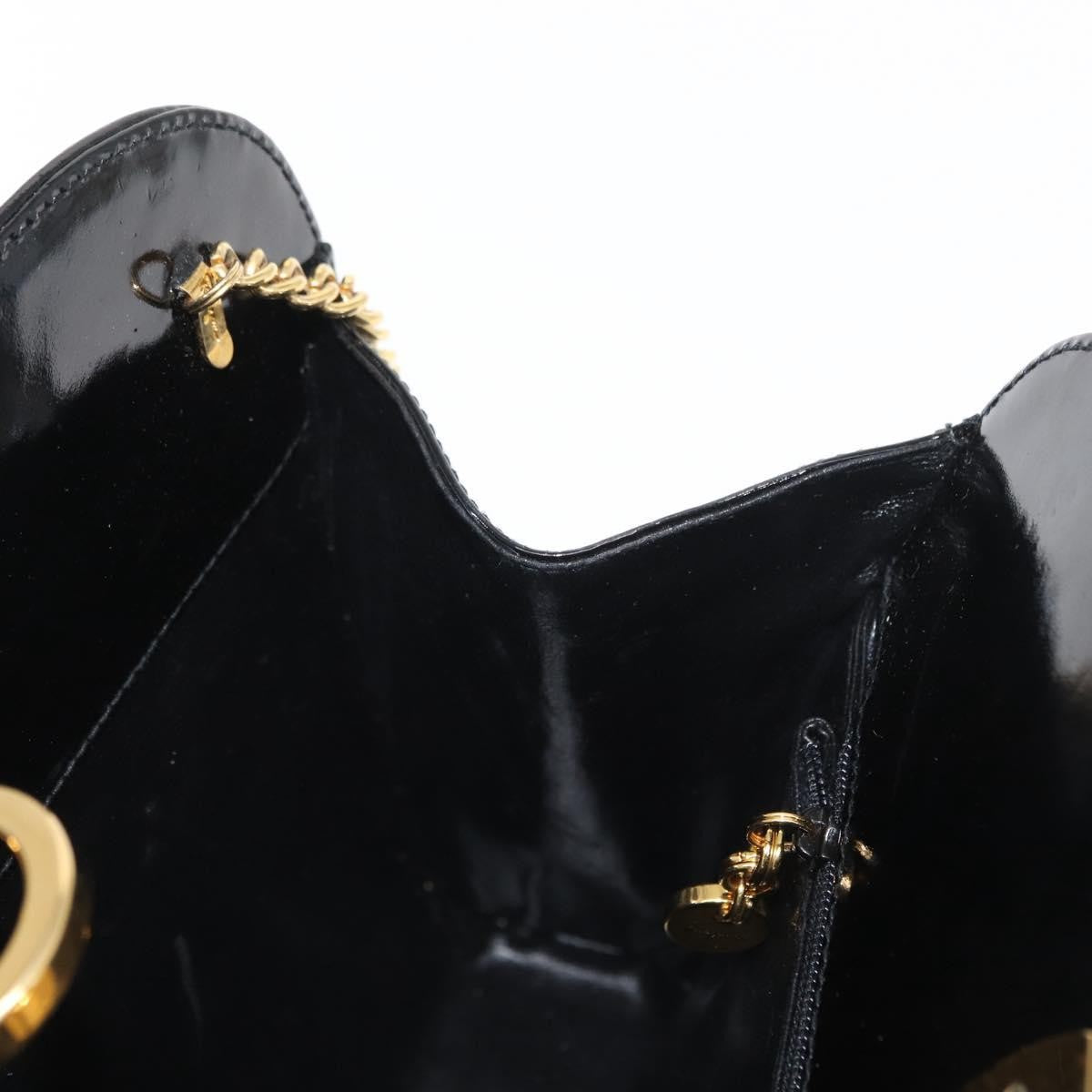Salvatore Ferragamo Vintage Gancini Chain Patent Leather Black Patent_Leather Shoulder Bag Bag (Pre-Owned)