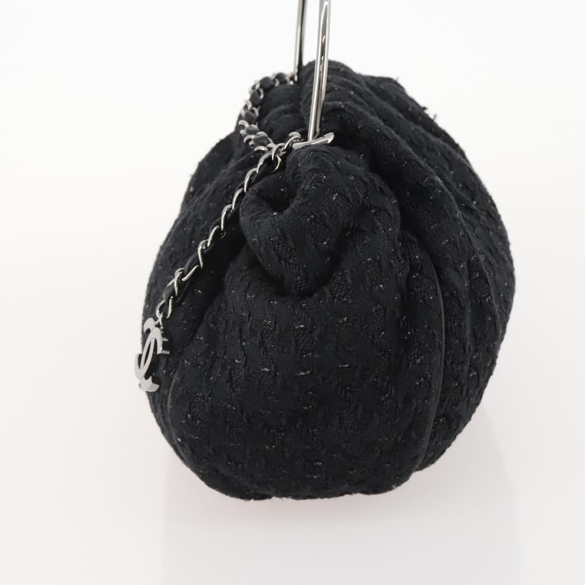 Chanel Knitting Satchel Boucle Tweed Black Tweed Handbag (Pre-Owned)