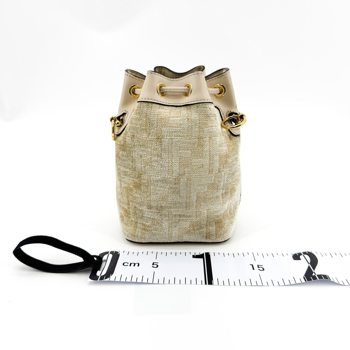 Fendi Mon Tresor Bucket Zucca Velvet Jacquard Beige Velvet Handbag (Pre-Owned)